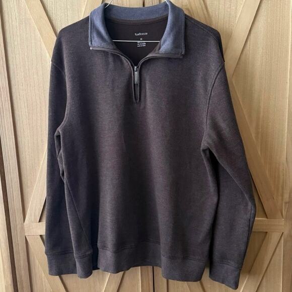 Van Heusen Other - Van Heusen Men’s Brown Pull Over 1/4 Zip Ribbed Sweater